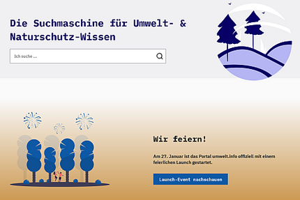 Screenshot der Startseite des Internetportals umwelt.info